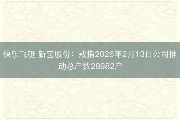 快乐飞艇 新宝股份：戒指2026年2月13日公司推动总户数28982户