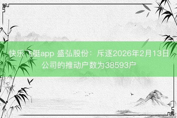 快乐飞艇app 盛弘股份：斥逐2026年2月13日公司的推动户数为38593户