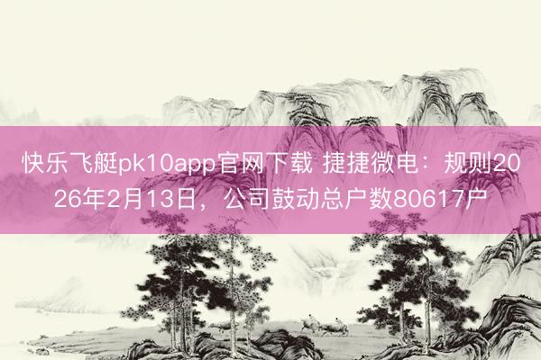 快乐飞艇pk10app官网下载 捷捷微电：规则2026年2月13日，公司鼓动总户数80617户