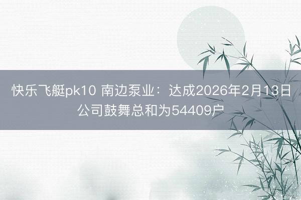 快乐飞艇pk10 南边泵业：达成2026年2月13日公司鼓舞总和为54409户